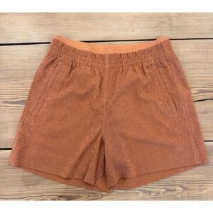 Athleta‎ Echo Rust Orange Burnt Orange Textured High Waist Pull On Shorts Size 6